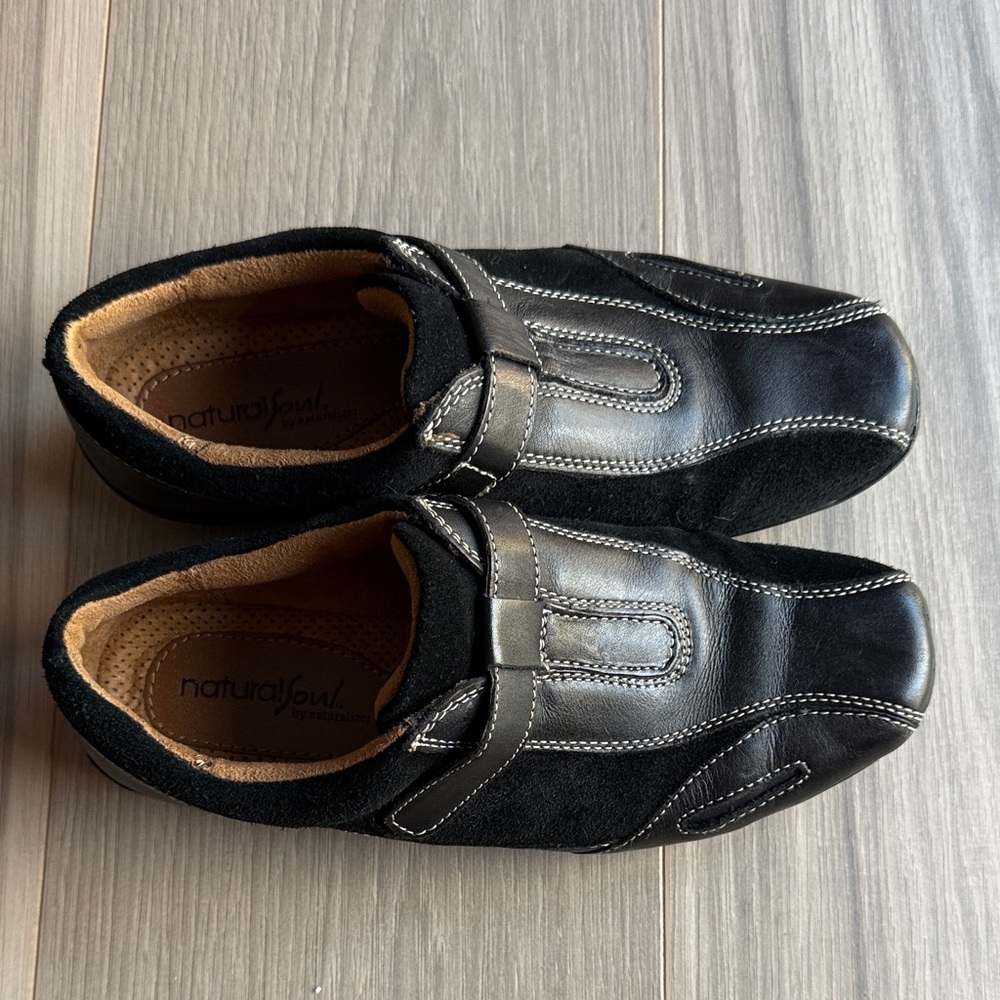 Natural Soul by Naturalizer Women's Frasier Black Oxford Flats Size 7 - Picture 2 of 6